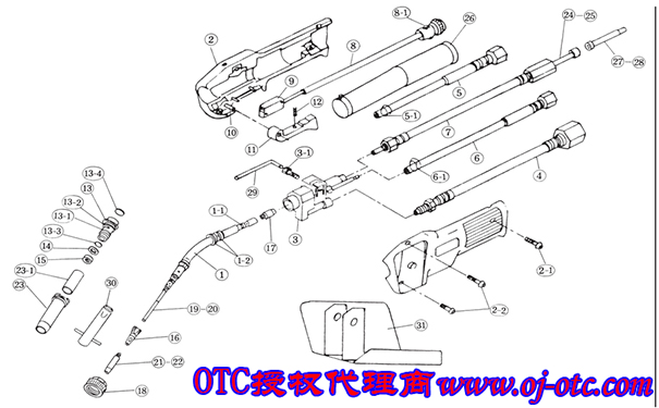 OTC Daihen WTCAW5002 水冷焊槍分解圖