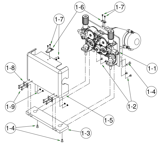 OTC Daihen 送絲機(jī) AF4012C 保護(hù)罩 L11236D00 分解圖，各零件符號(hào)標(biāo)注