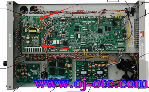 OTC EP400 焊機(jī)內(nèi)部布局 OTC EP400 焊機(jī)內(nèi)部結(jié)構(gòu) 俯視圖 P30087Q 位置